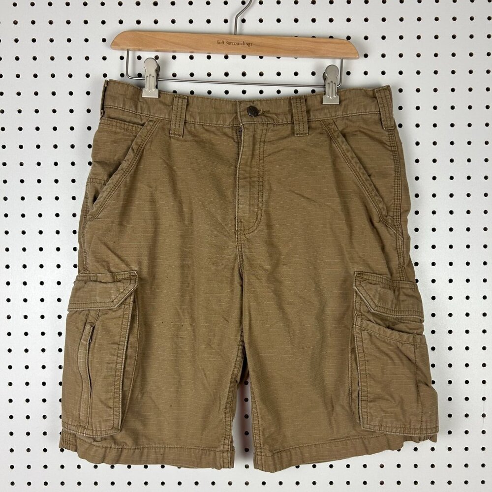 Carhartt Tappen Force Cargo Shorts Sz 32 Khaki Brown Paint‎ Work Wear 101168 257